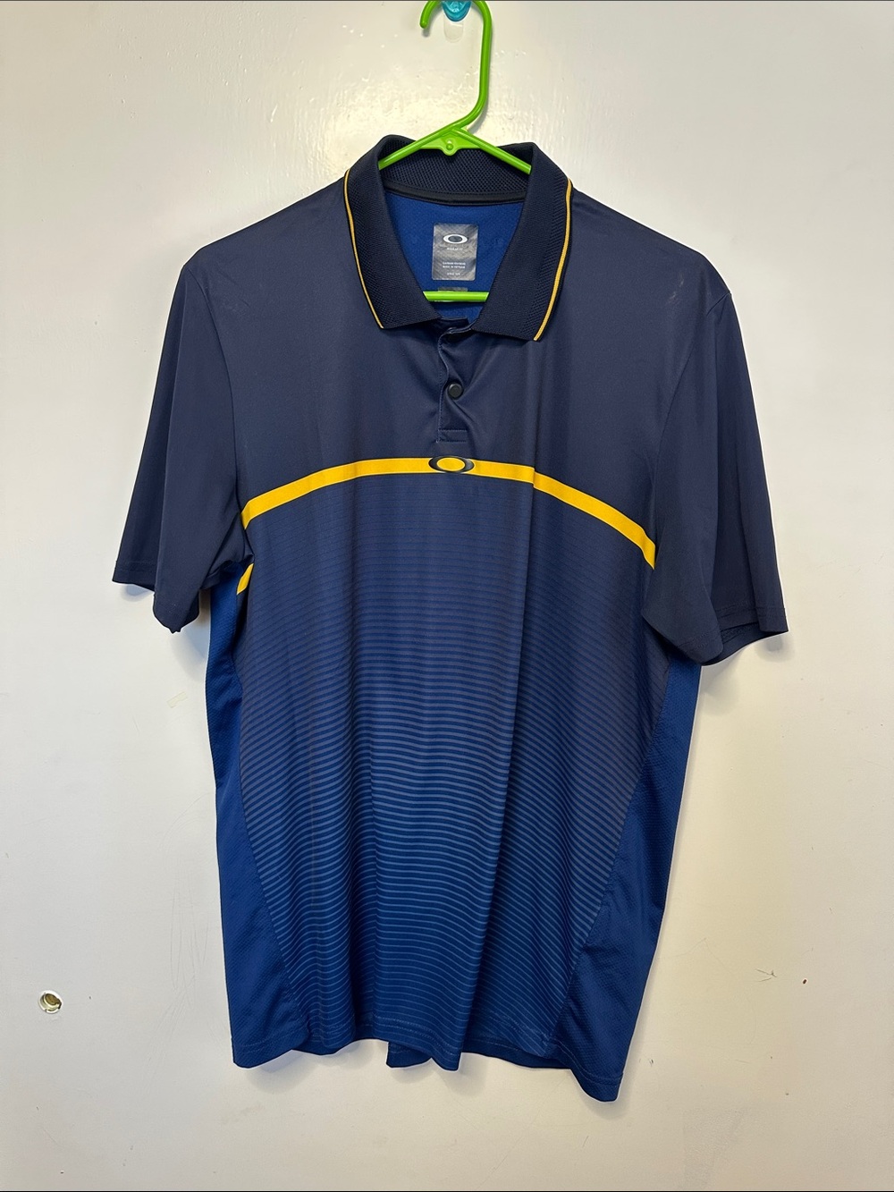 Oakley Navy Polo with Yellow Accent Stripe